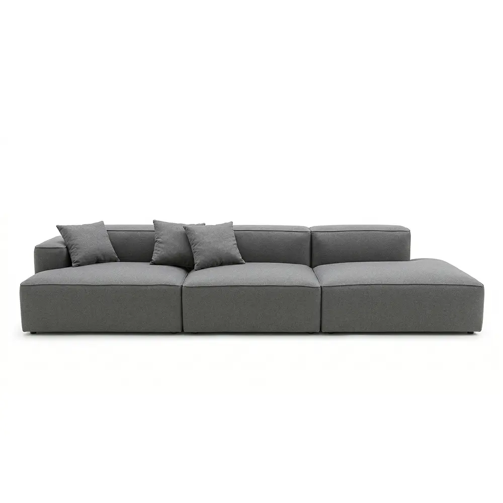 Sofá modular em L Nox em tecido chumbo